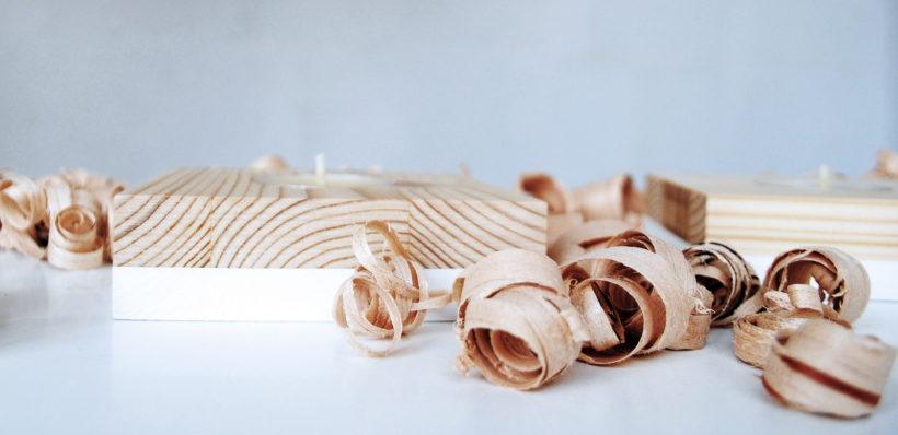 Wooden tea light candle holder pinewood set of 2 pieces