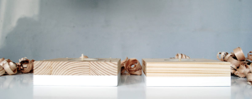 Wooden tea light candle holder pinewood set of 2 pieces