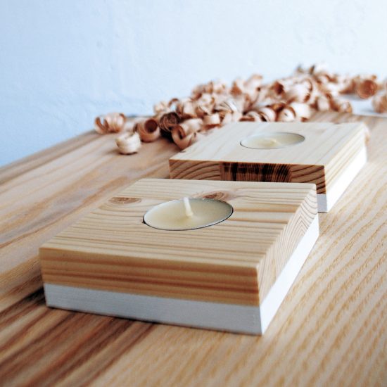 Wooden tea light candle holder pinewood set of 2 pieces Wooden tea light candle holder pinewood set of 2 pieces