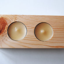 Wooden tea light candle holder spruce for 2 candles