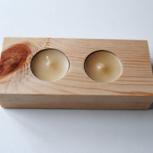 Wooden tea light candle holder spruce for 2 candles
