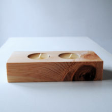 Wooden tea light candle holder spruce for 2 candles