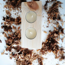 Wooden tea light candle holder spruce for 2 candles
