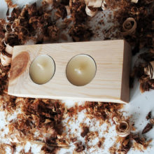 Wooden tea light candle holder spruce for 2 candles