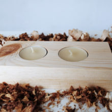 Wooden tea light candle holder spruce for 2 candles