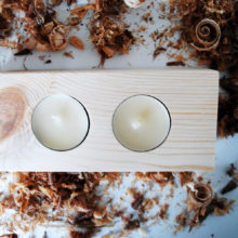 Wooden tea light candle holder spruce for 2 candles