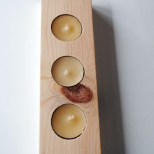 Wooden tea light candle holder spruce for 3 candles Wooden tea light candle holder spruce for 3 candles