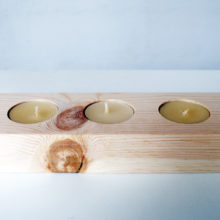 Wooden tea light candle holder spruce for 3 candles Wooden tea light candle holder spruce for 3 candles