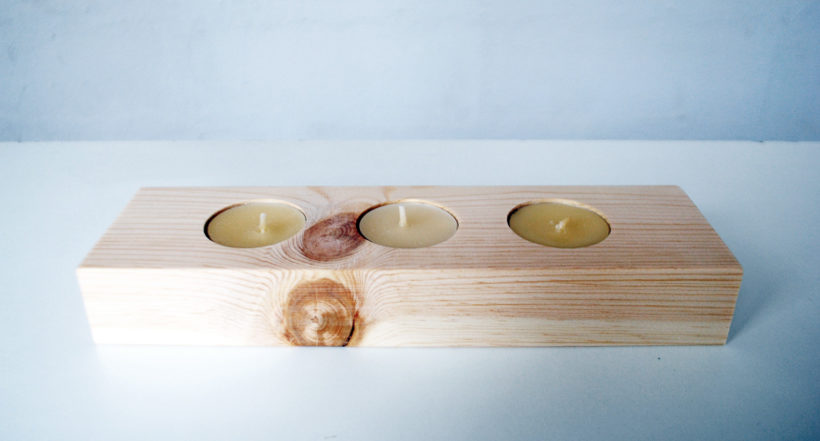 Wooden tea light candle holder spruce for 3 candles Wooden tea light candle holder spruce for 3 candles