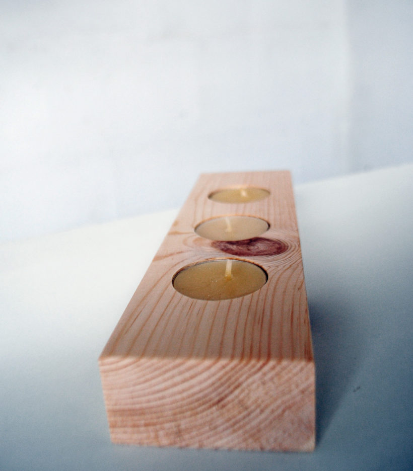 Wooden tea light candle holder spruce for 3 candles Wooden tea light candle holder spruce for 3 candles