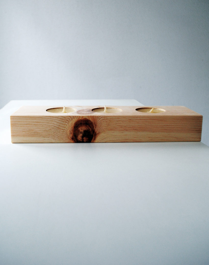 Wooden tea light candle holder spruce for 3 candles Wooden tea light candle holder spruce for 3 candles