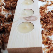 Wooden tea light candle holder spruce for 3 candles Wooden tea light candle holder spruce for 3 candles