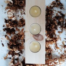 Wooden tea light candle holder spruce for 3 candles Wooden tea light candle holder spruce for 3 candles