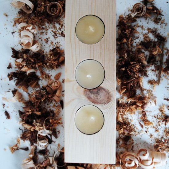 Wooden tea light candle holder spruce for 3 candles Wooden tea light candle holder spruce for 3 candles