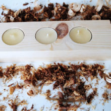 Wooden tea light candle holder spruce for 3 candles Wooden tea light candle holder spruce for 3 candles