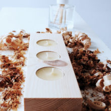 Wooden tea light candle holder spruce for 3 candles Wooden tea light candle holder spruce for 3 candles