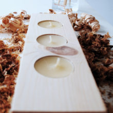 Wooden tea light candle holder spruce for 3 candles Wooden tea light candle holder spruce for 3 candles