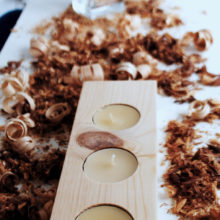 Wooden tea light candle holder spruce for 3 candles Wooden tea light candle holder spruce for 3 candles