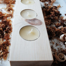 Wooden tea light candle holder spruce for 3 candles Wooden tea light candle holder spruce for 3 candles