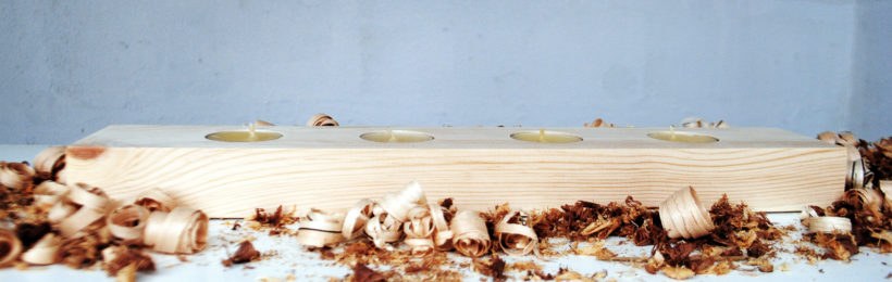 Wooden tea light candle holder spruce for 4 candles Wooden tea light candle holder spruce for 4 candles