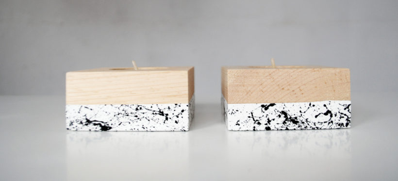 Ξύλινα κηροπήγια για ρεσώ από ξύλο έλστου σετ 2 τεμαχίων – βαμμένα με τεχνική μαρμάρου