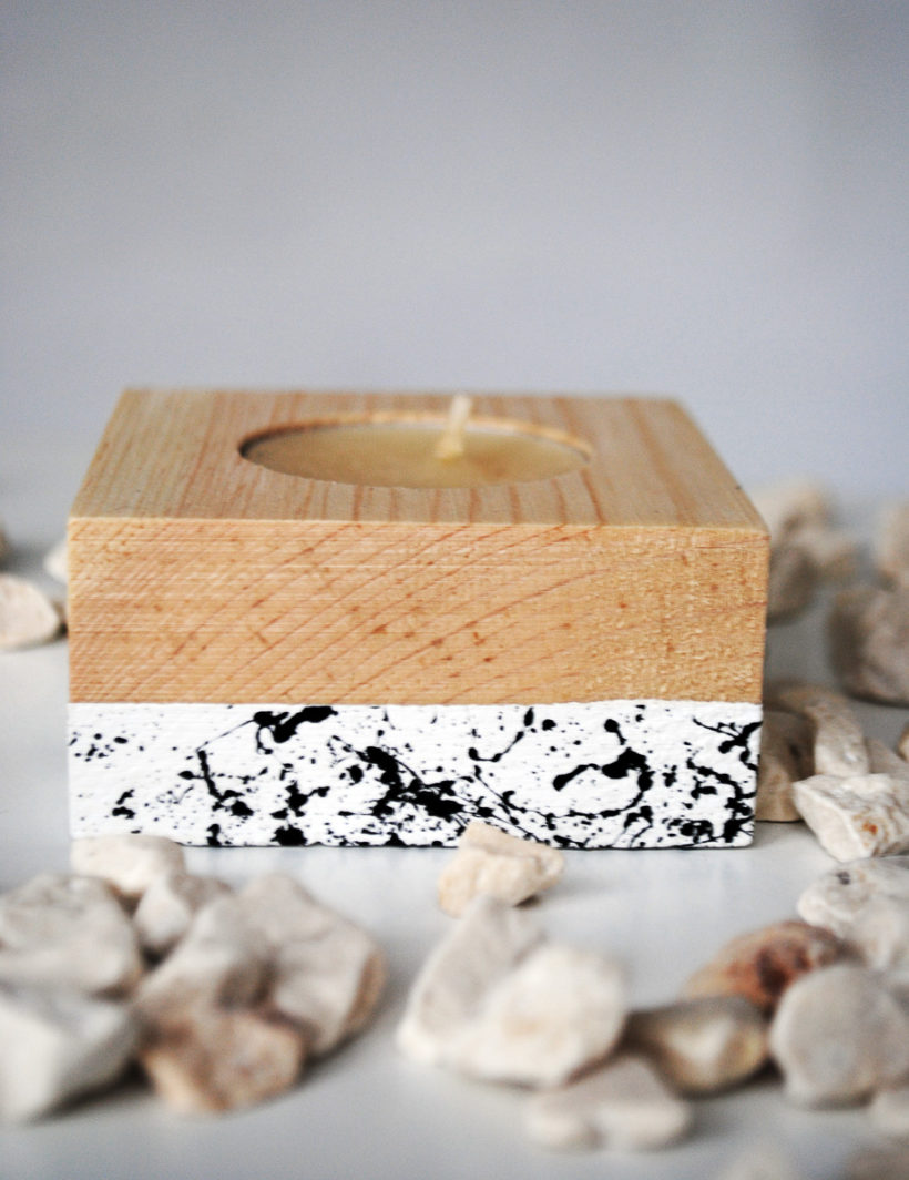 Ξύλινα κηροπήγια για ρεσώ από ξύλο έλστου σετ 2 τεμαχίων – βαμμένα με τεχνική μαρμάρου