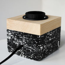 Handmade Wooden Edison cube Table Lamp 'Spruce Multi' Splashes