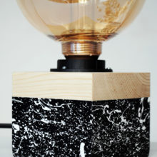 Handmade Wooden Edison cube Table Lamp 'Spruce Multi' Splashes
