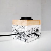 Handmade Wooden Edison cube Table Lamp 'Spruce Multi' Splashes