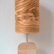 Handmade Wooden Table Lamp 'Motif Wood 6 Olive'