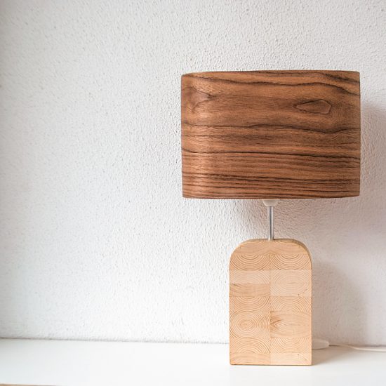 Handmade Wooden Table Lamp 'Motif Wood 6 Walnut Wagon'