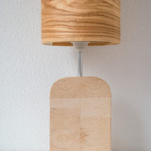 Handmade Wooden Table Lamp 'Motif Wood 6 Olive'