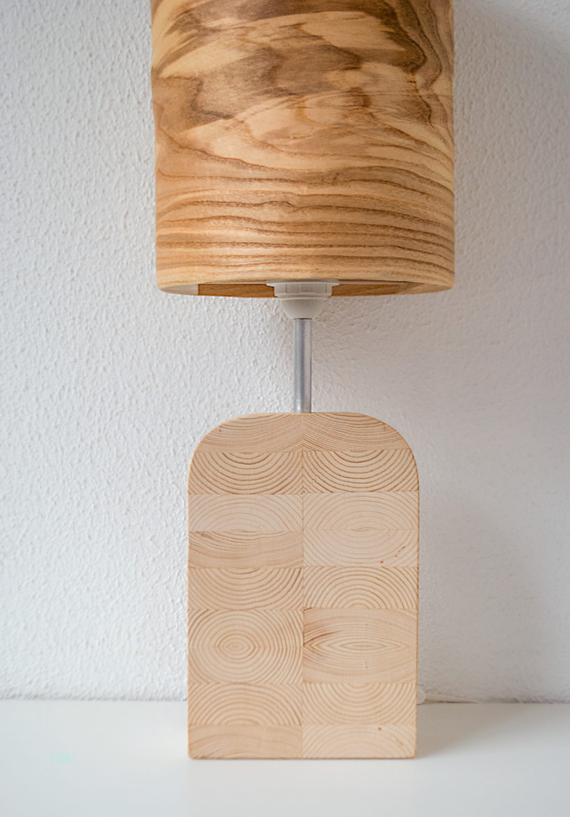 Χειροποίητο Ξύλινο Επιτραπέζιο Φωτιστικό 'Motif Wood 6 Olive'