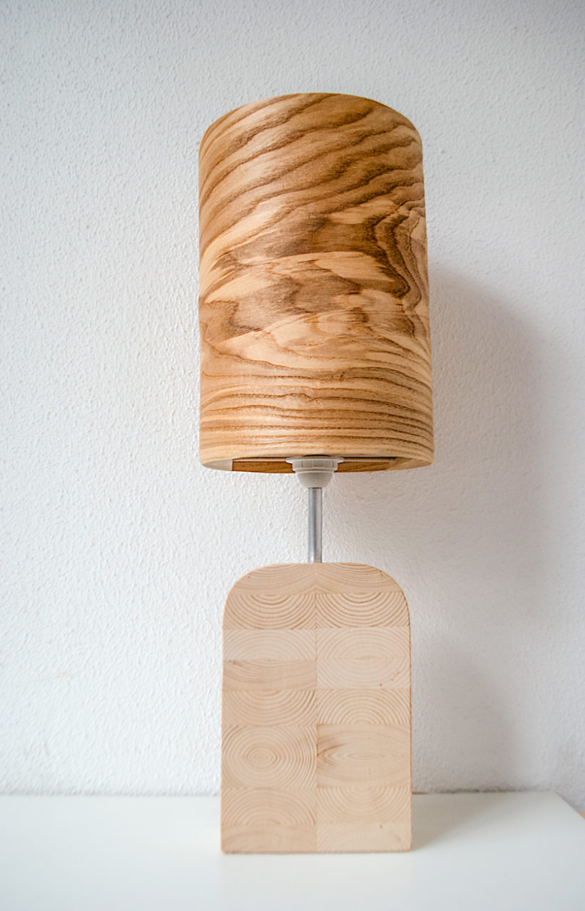 Χειροποίητο Ξύλινο Επιτραπέζιο Φωτιστικό 'Motif Wood 6 Olive'