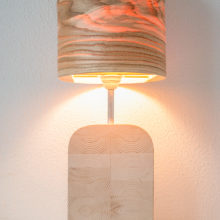 Handmade Wooden Table Lamp 'Motif Wood 6 Olive'