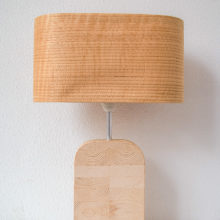 Handmade Wooden Table Lamp 'Motif Wood 6 Oak Wagon'