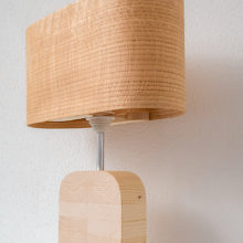 Handmade Wooden Table Lamp 'Motif Wood 6 Oak Wagon'