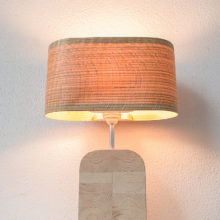 Handmade Wooden Table Lamp 'Motif Wood 6 Oak Wagon'