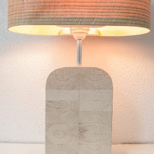 Handmade Wooden Table Lamp 'Motif Wood 6 Oak Wagon'