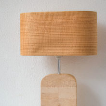 Handmade Wooden Table Lamp 'Motif Wood 6 Oak Wagon'