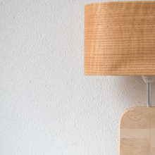 Handmade Wooden Table Lamp 'Motif Wood 6 Oak Wagon'