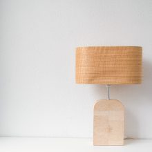Handmade Wooden Table Lamp 'Motif Wood 6 Oak Wagon'