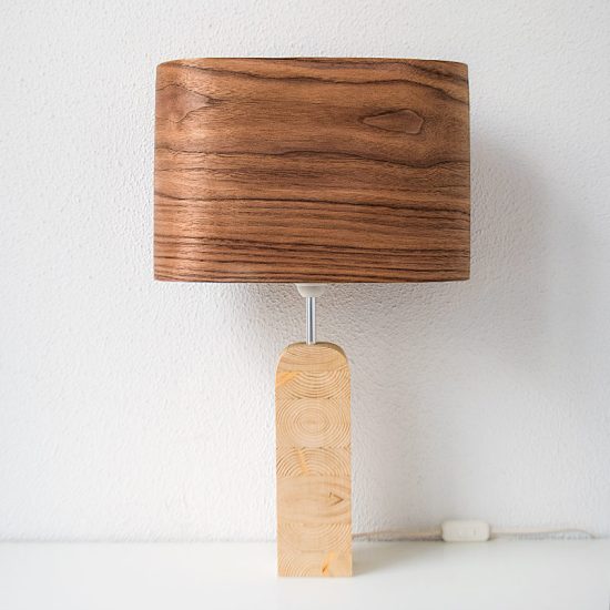 Handmade Wooden Table Lamp 'Motif Wood 3 Walnut Wagon'