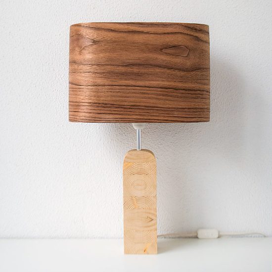 Χειροποίητο Ξύλινο Επιτραπέζιο Φωτιστικό 'Motif Wood 3 Walnut Wagon'