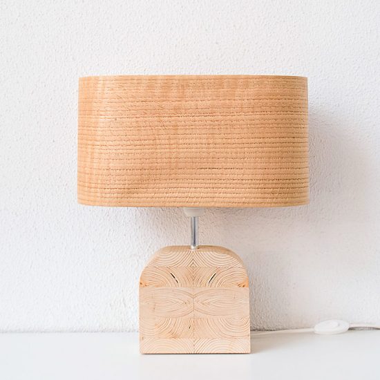 Handmade Wooden Table Lamp 'Motif Wood 4 Oak Wagon'