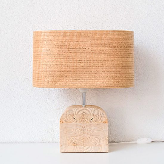 Χειροποίητο Ξύλινο Επιτραπέζιο Φωτιστικό 'Motif Wood 4 Oak Wagon'