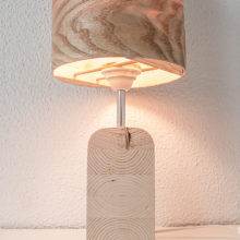 Handmade Wooden Table Lamp 'Motif Wood 2 Olive'