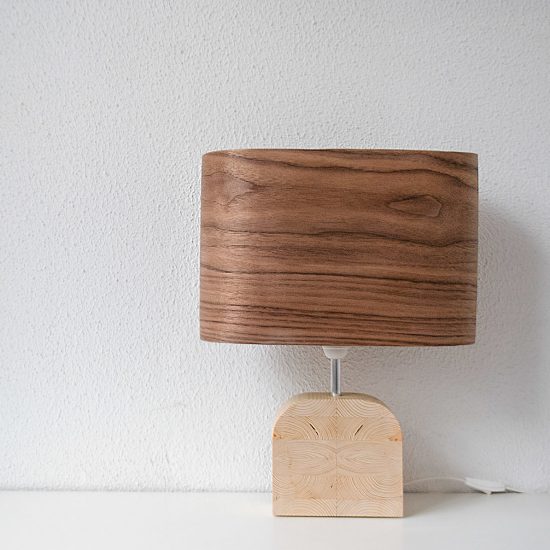 Handmade Wooden Table Lamp 'Motif Wood 4 Walnut Wagon'