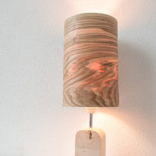 Handmade Wooden Table Lamp 'Motif Wood 2 Olive'