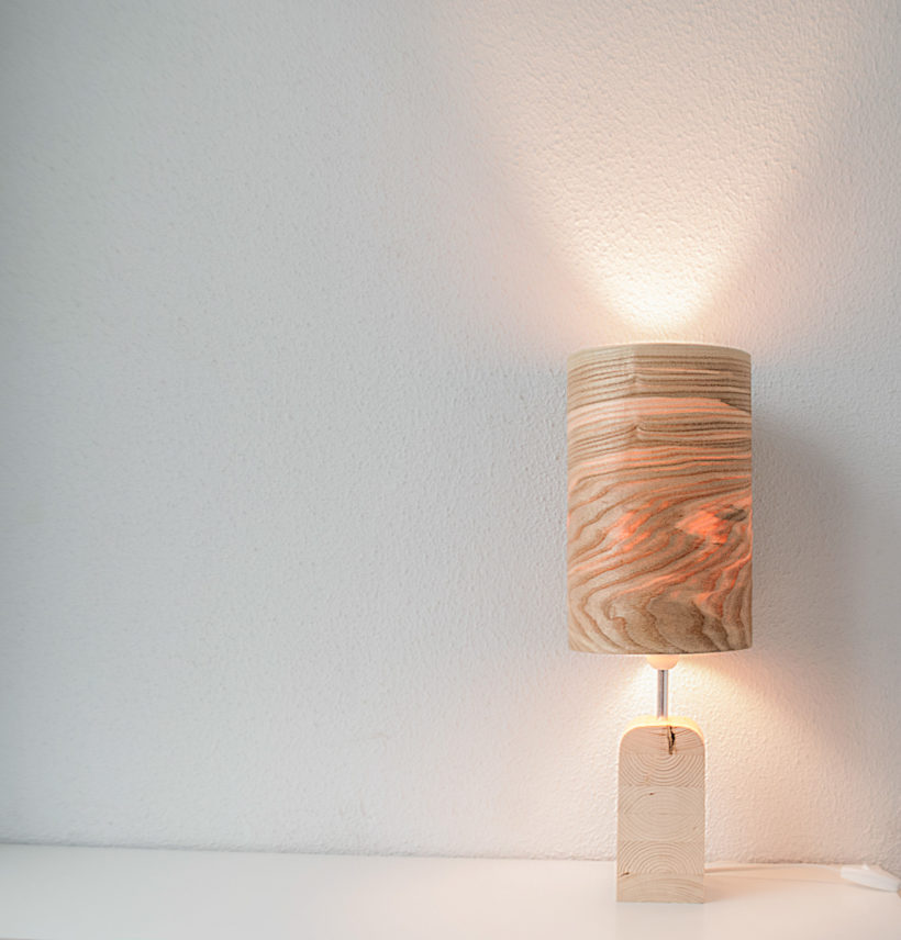 Handmade Wooden Table Lamp 'Motif Wood 2 Olive'